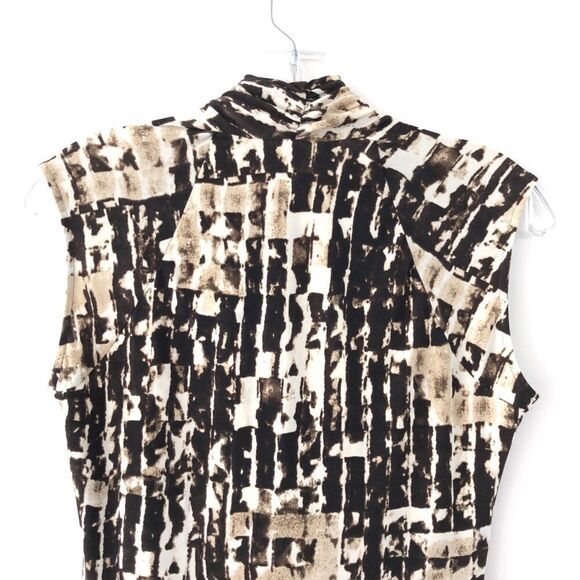 Kenneth Cole Sleeveless Dress Asymmetric Ruching Jersey In Brown & Tan - Picture 6 of 9